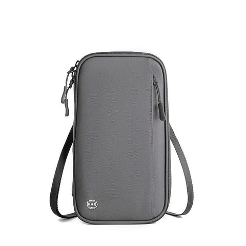 Darrahopens Fashion > Men's Fashion > Men's Accessories Grey RFID Blocking Travel Wallet - Multi-functional Large Capacity Passport Holder & Card Organizer with Adjustable Strap for Men & Women