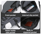 Darrahopens Fashion > Men's Fashion > Men's Accessories Grey Waterproof Unisex Chest Bag with USB Charging & Headphone Port  - 3-Layer Large Capacity PU Leather Crossbody Bag