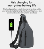 Darrahopens Fashion > Men's Fashion > Men's Accessories Grey Waterproof Unisex Chest Bag with USB Charging & Headphone Port  - 3-Layer Large Capacity PU Leather Crossbody Bag