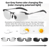 Darrahopens Fashion > Men's Fashion > Men's Accessories Gun Grey Photochromic HD Sunglass with Anti-Glare/Fatigue Polarization & Impact Resistant Alloy Frame for Day & Night Dual Use
