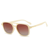 Darrahopens Fashion > Men's Fashion > Men's Accessories Jelly Yellow Gradient Tea Retro Double Bridge Square Frame Polarized Sunglasses - Driving Sun Protection Eyewear