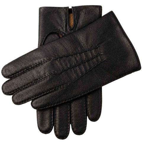 Kent Mens Perforated Leather Gloves 3 Point Stitch Palm Vent Lined - Black In Australia - Darrahopens