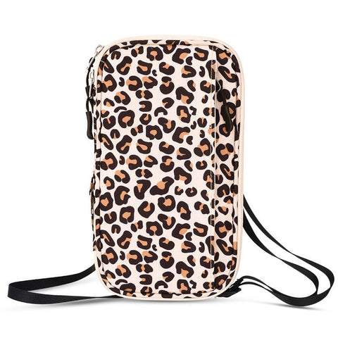Darrahopens Fashion > Men's Fashion > Men's Accessories Leopard print RFID Blocking Travel Wallet - Multi-functional Large Capacity Passport Holder & Card Organizer with Adjustable Strap for Men & Women