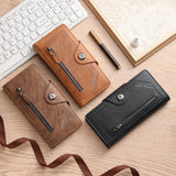 Darrahopens Fashion > Men's Fashion > Men's Accessories Light coffee Vintage Men's Long Wallet Slim PU Leather Clutch with Multi Card Slots and External Zipper Pocket, Large Capacity Fashion Purse for Daily Use