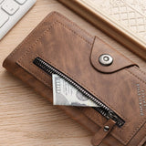 Darrahopens Fashion > Men's Fashion > Men's Accessories Light coffee Vintage Men's Long Wallet Slim PU Leather Clutch with Multi Card Slots and External Zipper Pocket, Large Capacity Fashion Purse for Daily Use