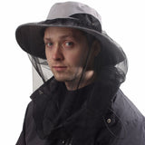 Darrahopens Fashion > Men's Fashion > Men's Accessories Light Grey Outdoor Mosquito Head Net Hat with 40cm Mesh Shield - Wide Brim Sun Protection Bucket Hat for Fishing and Hiking - Quick Dry Breathable Cap