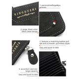 Darrahopens Fashion > Men's Fashion > Men's Accessories Matte PU Accordion Card Holder Wallet, Zip-Around Coin Purse with Extra Front Card Slot, Multi-Slot Credit Card Case for Men and Women (Black)