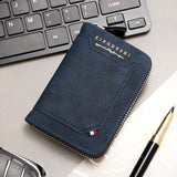 Darrahopens Fashion > Men's Fashion > Men's Accessories Matte PU Accordion Card Holder Wallet, Zip-Around Coin Purse with Extra Front Card Slot, Multi-Slot Credit Card Case for Men and Women (Blue)