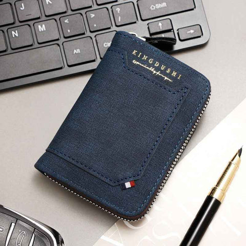 Darrahopens Fashion > Men's Fashion > Men's Accessories Matte PU Accordion Card Holder Wallet, Zip-Around Coin Purse with Extra Front Card Slot, Multi-Slot Credit Card Case for Men and Women (Blue)