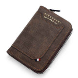 Darrahopens Fashion > Men's Fashion > Men's Accessories Matte PU Accordion Card Holder Wallet, Zip-Around Coin Purse with Extra Front Card Slot, Multi-Slot Credit Card Case for Men and Women (Dark Brown)