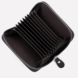 Darrahopens Fashion > Men's Fashion > Men's Accessories Matte PU Accordion Card Holder Wallet, Zip-Around Coin Purse with Extra Front Card Slot, Multi-Slot Credit Card Case for Men and Women (Dark Brown)