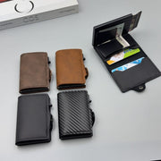 Darrahopens Fashion > Men's Fashion > Men's Accessories men's accessories, RFID-blocking card holder, aluminum card holder, carbon fiber pattern, security card holder, minimalist wallet alternative, Australian men, credit card protector, identity theft prevention, slim card holder - Carbon-fiber black - Size M