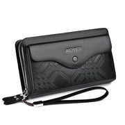 Darrahopens Fashion > Men's Fashion > Men's Accessories men's business clutch bag, large capacity handbag, double zipper wallet, multi card slots purse, PU leather men's accessory, waterproof men's bag, Australian professional clutch, executive clutch bag - Black - Size M In Australia - Darrahopens