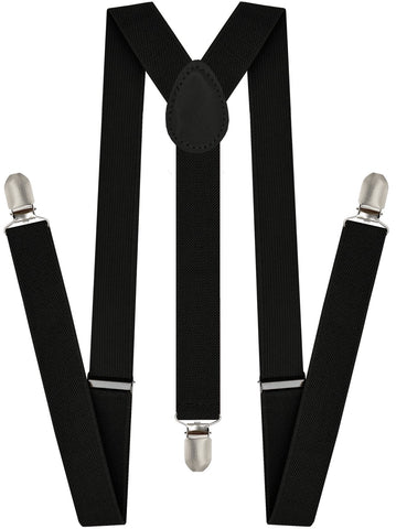 Darrahopens Fashion > Men's Fashion > Men's Accessories Men's Elastic Suspenders with Strong Clip-On Braces, Adjustable Slim Formal Style, Black