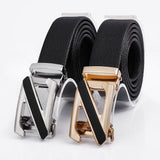 Darrahopens Fashion > Men's Fashion > Men's Accessories Men's Fashionable Z Style Gold Automatic Buckle Sleek Business Suit Belt -  Adjustable No-Hole Waistband (3.5cm Width & 120cm Length)