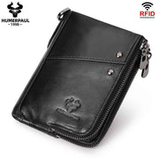 Darrahopens Fashion > Men's Fashion > Men's Accessories men's genuine leather wallet, RFID blocking wallet, double zipper coin purse, multiple card slots wallet, men's accessory, Australian wallet, leather coin purse, secure wallet men - Black - Size M In Australia - Darrahopens