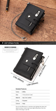 Darrahopens Fashion > Men's Fashion > Men's Accessories men's genuine leather wallet, RFID-blocking wallet, short men's wallet, multi-card slot wallet, multiple zipper coin pocket wallet - Black - Size L In Australia - Darrahopens