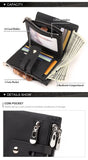 Darrahopens Fashion > Men's Fashion > Men's Accessories men's genuine leather wallet, RFID-blocking wallet, short men's wallet, multi-card slot wallet, multiple zipper coin pocket wallet - Black - Size L In Australia - Darrahopens