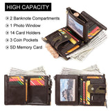 Darrahopens Fashion > Men's Fashion > Men's Accessories men's genuine leather wallet, RFID-blocking wallet, short men's wallet, multi-card slot wallet, multiple zipper coin pocket wallet - Black - Size L In Australia - Darrahopens