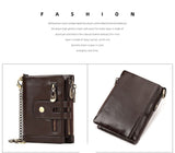 Darrahopens Fashion > Men's Fashion > Men's Accessories men's genuine leather wallet, RFID-blocking wallet, short men's wallet, multi-card slot wallet, multiple zipper coin pocket wallet - Black - Size L In Australia - Darrahopens