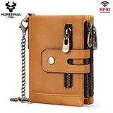 Darrahopens Fashion > Men's Fashion > Men's Accessories men's genuine leather wallet, RFID-blocking wallet, short men's wallet, multi-card slot wallet, multiple zipper coin pocket wallet - Green - Size L In Australia - Darrahopens