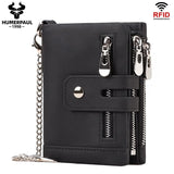Darrahopens Fashion > Men's Fashion > Men's Accessories men's genuine leather wallet, RFID-blocking wallet, short men's wallet, multi-card slot wallet, multiple zipper coin pocket wallet - Green - Size L In Australia - Darrahopens