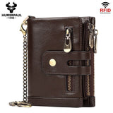 Darrahopens Fashion > Men's Fashion > Men's Accessories men's genuine leather wallet, RFID-blocking wallet, short men's wallet, multi-card slot wallet, multiple zipper coin pocket wallet - Navy - Size L In Australia - Darrahopens