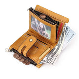 Darrahopens Fashion > Men's Fashion > Men's Accessories men's genuine leather wallet, RFID-blocking wallet, short men's wallet, multi-card slot wallet, multiple zipper coin pocket wallet - Navy - Size L In Australia - Darrahopens