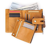 Darrahopens Fashion > Men's Fashion > Men's Accessories men's genuine leather wallet, RFID-blocking wallet, short men's wallet, multi-card slot wallet, multiple zipper coin pocket wallet - Red - Size L In Australia - Darrahopens