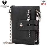 Darrahopens Fashion > Men's Fashion > Men's Accessories men's genuine leather wallet, RFID-blocking wallet, short men's wallet, multi-card slot wallet, multiple zipper coin pocket wallet - Red - Size L In Australia - Darrahopens