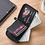 Darrahopens Fashion > Men's Fashion > Men's Accessories Men's Leather Wallet with Zipper and Horse Embossed Design, Multi-Card Bifold Wallet, Black
