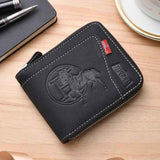 Darrahopens Fashion > Men's Fashion > Men's Accessories Men's Leather Wallet with Zipper and Horse Embossed Design, Multi-Card Bifold Wallet, Black