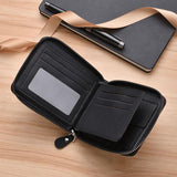 Darrahopens Fashion > Men's Fashion > Men's Accessories Men's Leather Wallet with Zipper and Horse Embossed Design, Multi-Card Bifold Wallet, Black