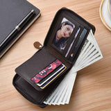 Darrahopens Fashion > Men's Fashion > Men's Accessories Men's Leather Wallet with Zipper and Horse Embossed Design, Multi-Card Bifold Wallet, Brown