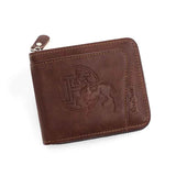 Darrahopens Fashion > Men's Fashion > Men's Accessories Men's Leather Wallet with Zipper and Horse Embossed Design, Multi-Card Bifold Wallet, Dark Brown