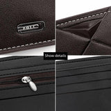 Darrahopens Fashion > Men's Fashion > Men's Accessories Men's PU Leather Bifold Wallet with Zipper Coin Pocket, Card Slots and ID Window, Dark Brown