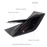 Darrahopens Fashion > Men's Fashion > Men's Accessories Men's PU Leather Bifold Wallet with Zipper Coin Pocket, Card Slots and ID Window, Dark Brown