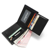 Darrahopens Fashion > Men's Fashion > Men's Accessories Men's Short Bifold Carbon Fiber Texture PU Wallet, Multi-Card Slot Purse with Zipper Coin Pocket & ID Photo Window for Daily Use (Dark Brown)