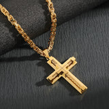 Darrahopens Fashion > Men's Fashion > Men's Accessories Men's Stainless Steel Layered Cross Pendant with Byzantine Chain - Fashion Statement Necklace(Gold)