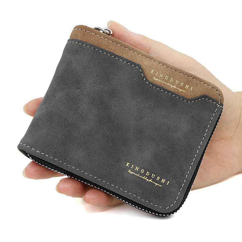 Darrahopens Fashion > Men's Fashion > Men's Accessories Men's Tri-fold Zip-Around Wallet, PU Leather Purse with Snap Coin Pocket & ID Photo Slot, Multi-Card Slots Business Casual Short Billfold (Black)