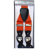 Darrahopens Fashion > Men's Fashion > Men's Accessories Mens Premium Convertible Suspenders Braces Clip On Elastic Y-Back Traditional Leather Tab - Orange