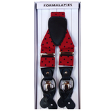 Darrahopens Fashion > Men's Fashion > Men's Accessories Mens Premium Convertible Suspenders Braces Clip On Elastic Y-Back Traditional Leather Tab - Polka Red/Black