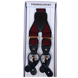 Darrahopens Fashion > Men's Fashion > Men's Accessories Mens Premium Convertible Suspenders Braces Clip On Elastic Y-Back Traditional Leather Tab - Stripe Black/Red