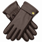 Mens Premium Kangaroo Leather Gloves Strap Stud Fastening Winter Warm - Brown In Australia - Darrahopens