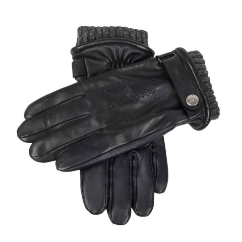 Mens Wool Blend Lined Touchscreen Leather Gloves in Black In Australia - Darrahopens