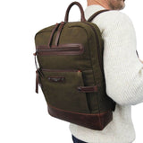 Darrahopens Fashion > Men's Fashion > Men's Accessories POLICE Wings Mens Canvas Backpack Bag with Laptop Computer Sleeve in Dark Olive In Australia - Darrahopens