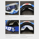 Darrahopens Fashion > Men's Fashion > Men's Accessories Pro Motocross Goggles - Windproof, UV400 Protection with TPU Frame & PC Lens, Adjustable Strap(White frame,transparent lens)