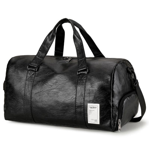 Darrahopens Fashion > Men's Fashion > Men's Accessories PULeatherTravelGymBagSmall-Black