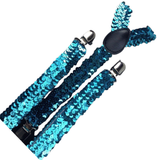 Darrahopens Fashion > Men's Fashion > Men's Accessories SEQUIN SUSPENDERS Unisex Adjustable Braces Clip On Elastic Y-Back  - Blue