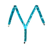 Darrahopens Fashion > Men's Fashion > Men's Accessories SEQUIN SUSPENDERS Unisex Adjustable Braces Clip On Elastic Y-Back  - Blue